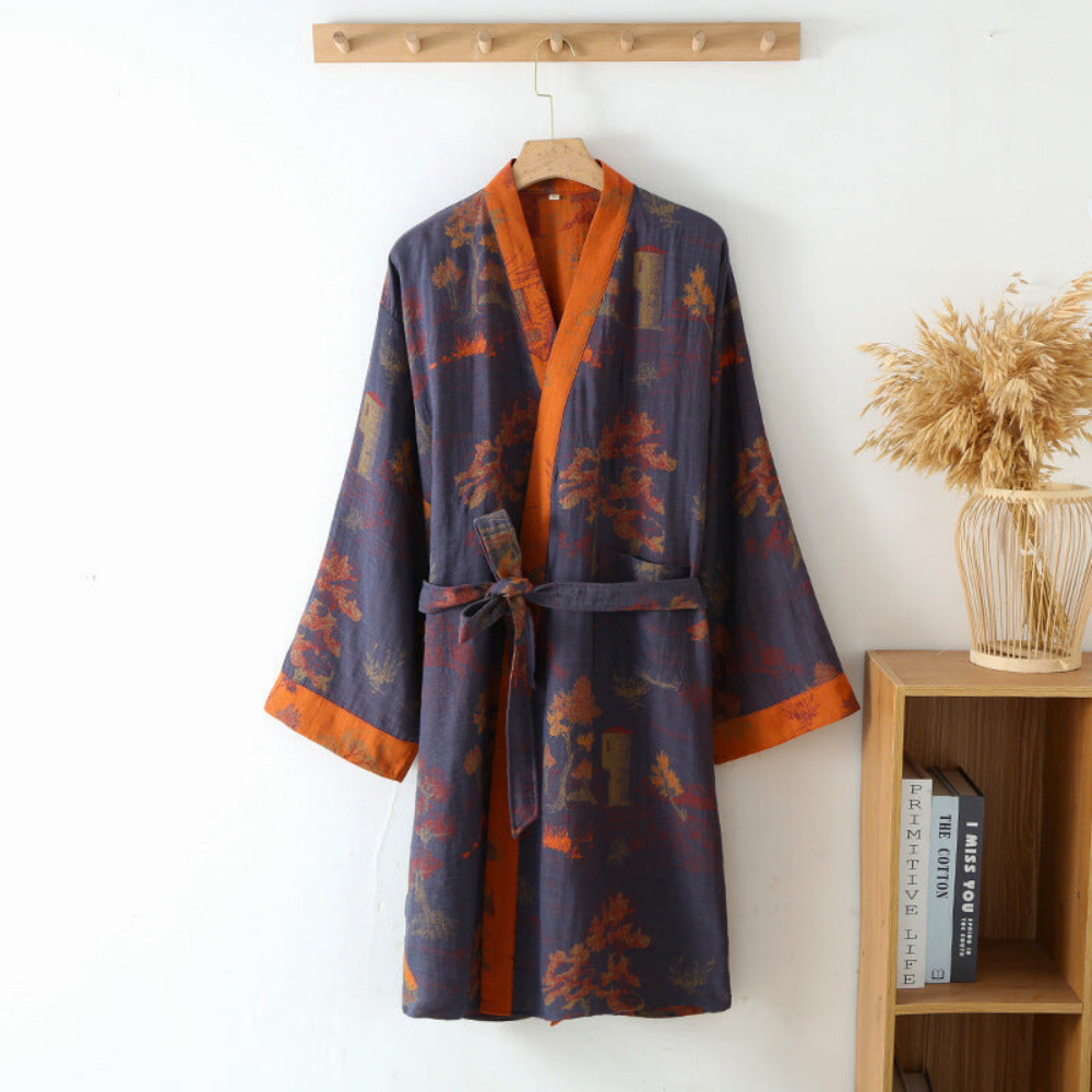 Luksuriøs kimono badekåbe i bomuld med tidløs elegant stil