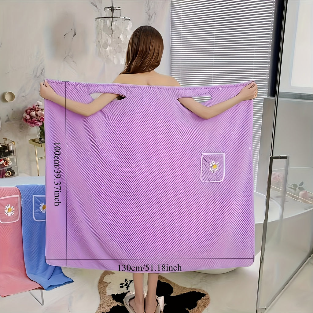 Multifunktionel Håndklæde Badekåbe til Kvinder – Blød Mikrofiber med Lomme