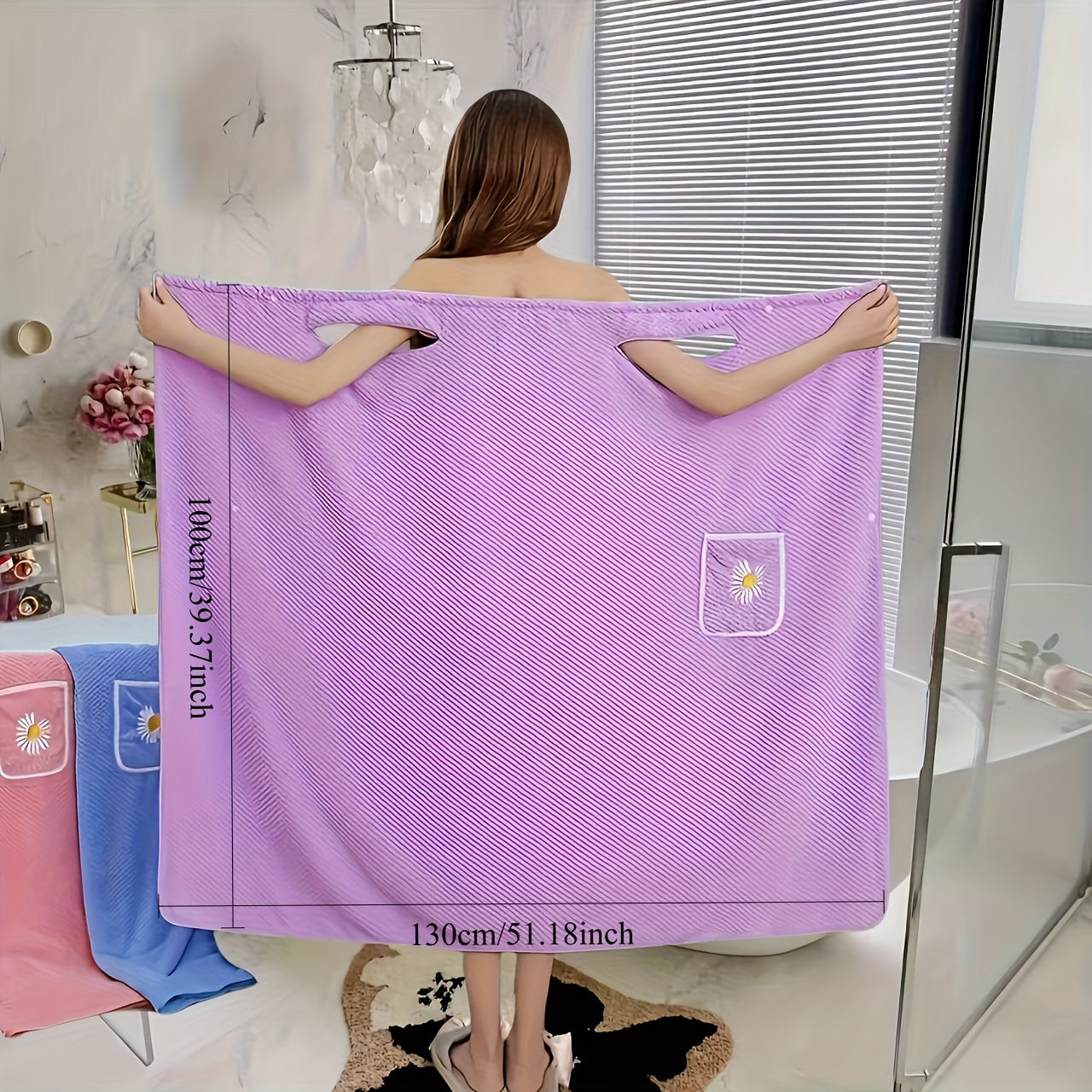 Multifunktionel Håndklæde Badekåbe til Kvinder – Blød Mikrofiber med Lomme