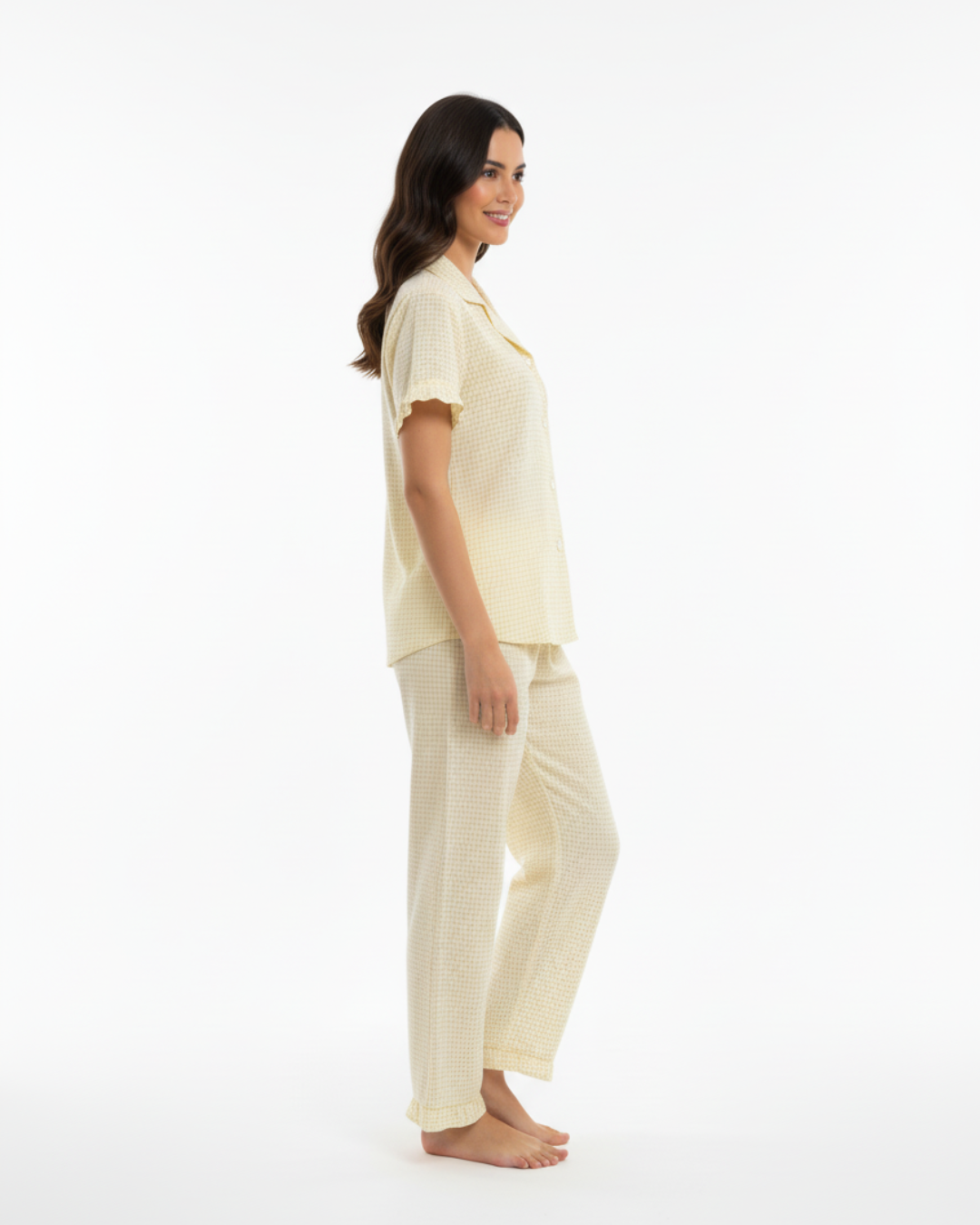 Kvinders lang gul pyjamas