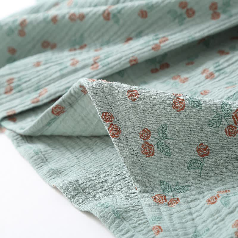 Kvinders Kimono Rural Rose Bomuldsgaze Pyjamasæt