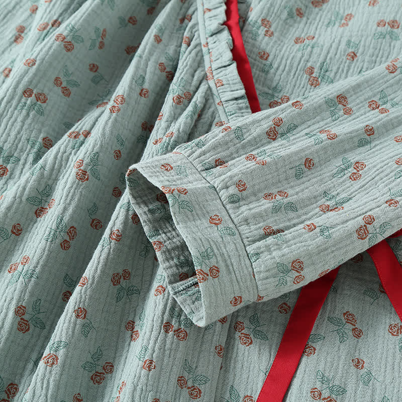 Kvinders Kimono Rural Rose Bomuldsgaze Pyjamasæt