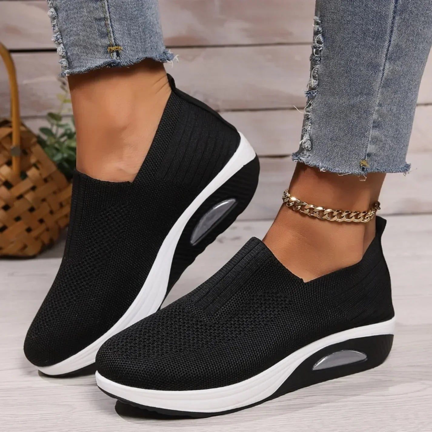 Dame Slip On Støttende Hævede Sneakers