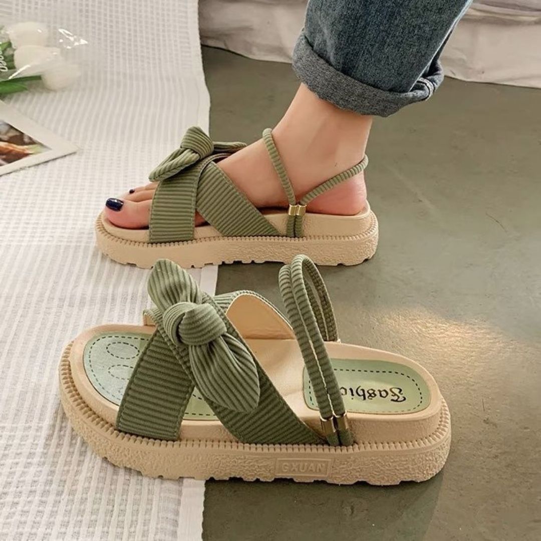 Dame Stilfulde Rem Flade Sandaler Med Sløjfe