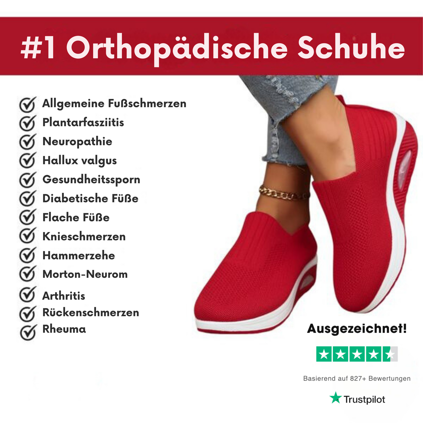 Dame Slip On Støttende Hævede Sneakers