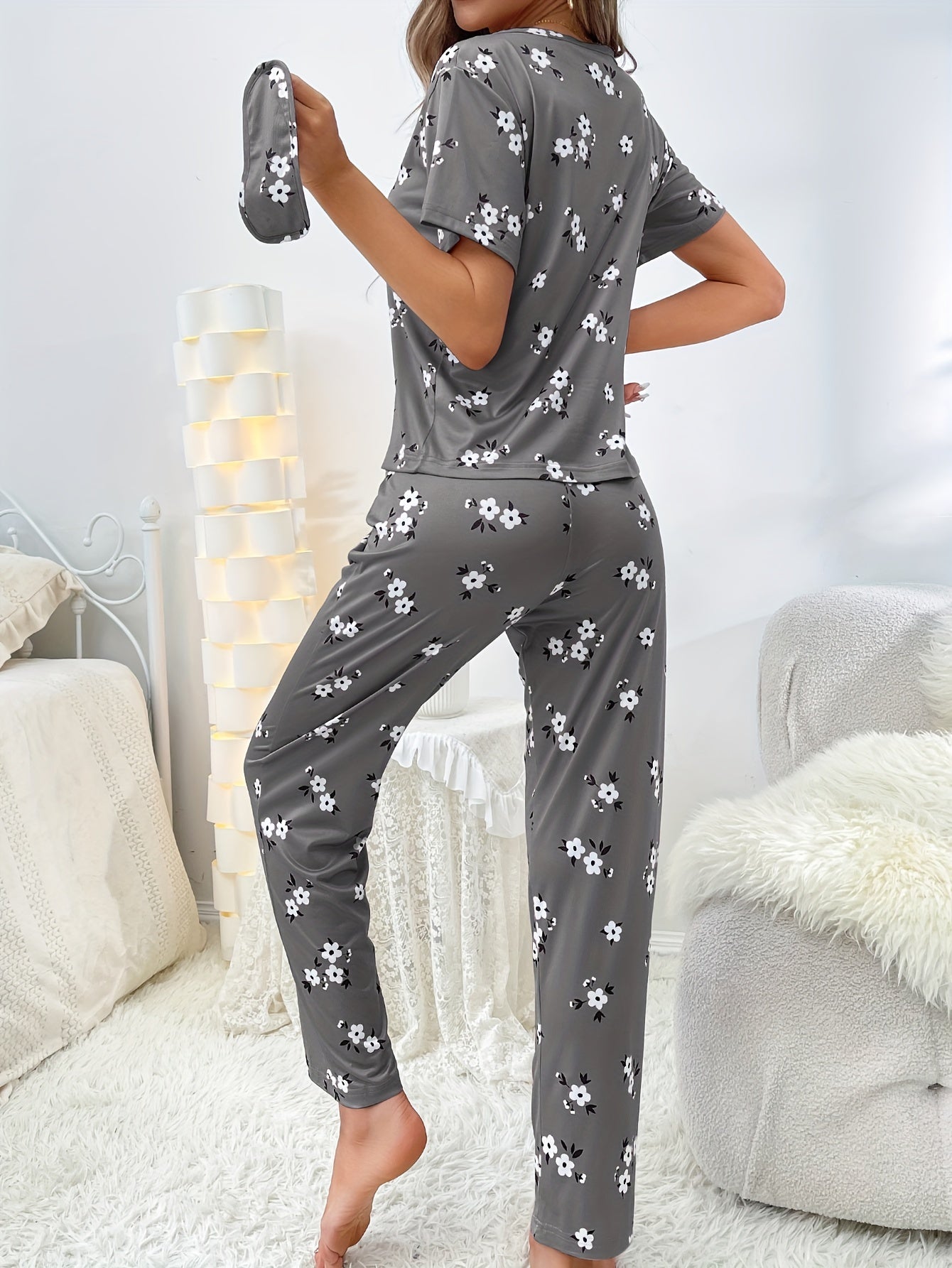 Casual Langærmet Pyjamasæt – Trendy & Behagelig med Print