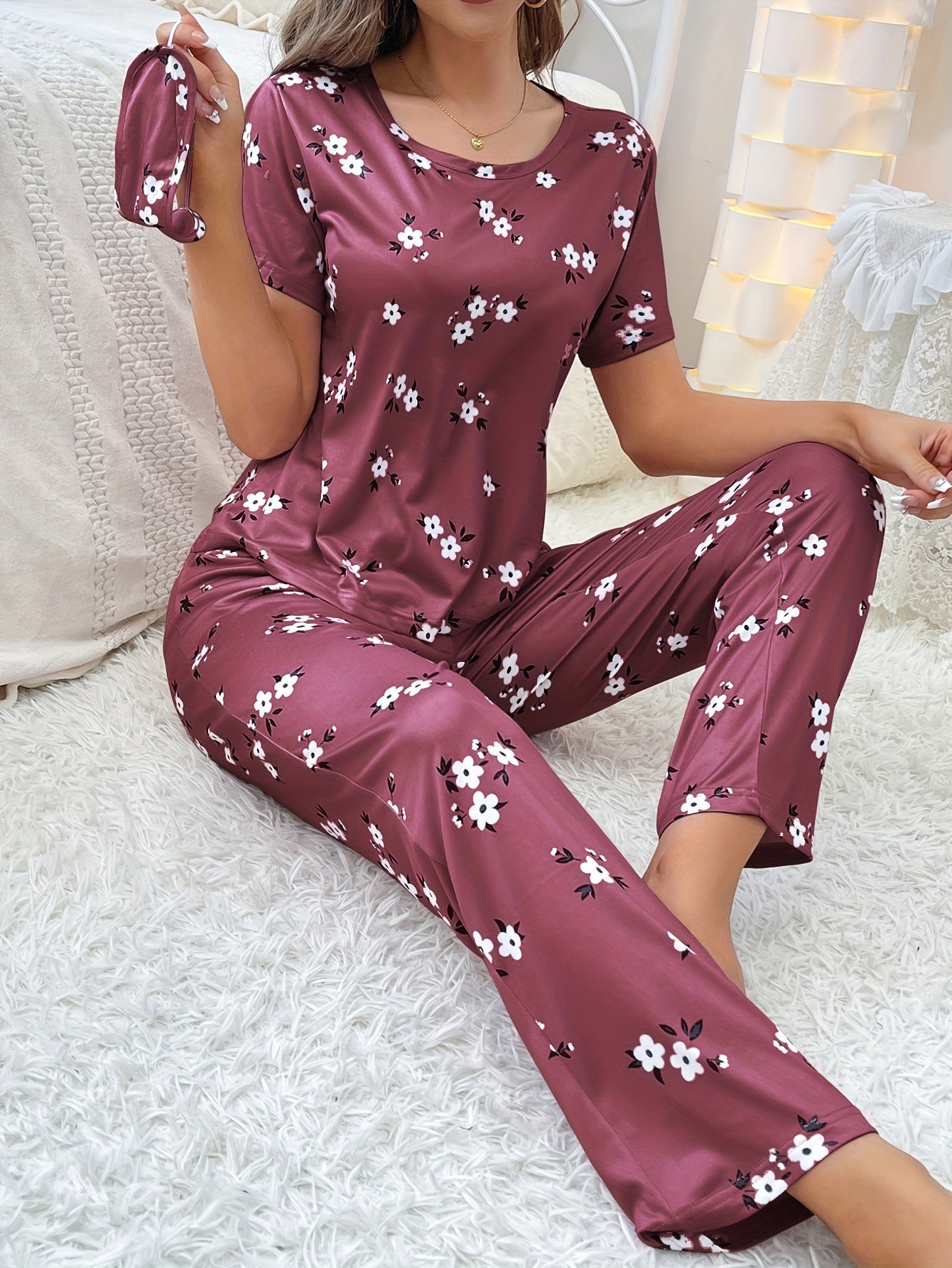 Casual Langærmet Pyjamasæt – Trendy & Behagelig med Print