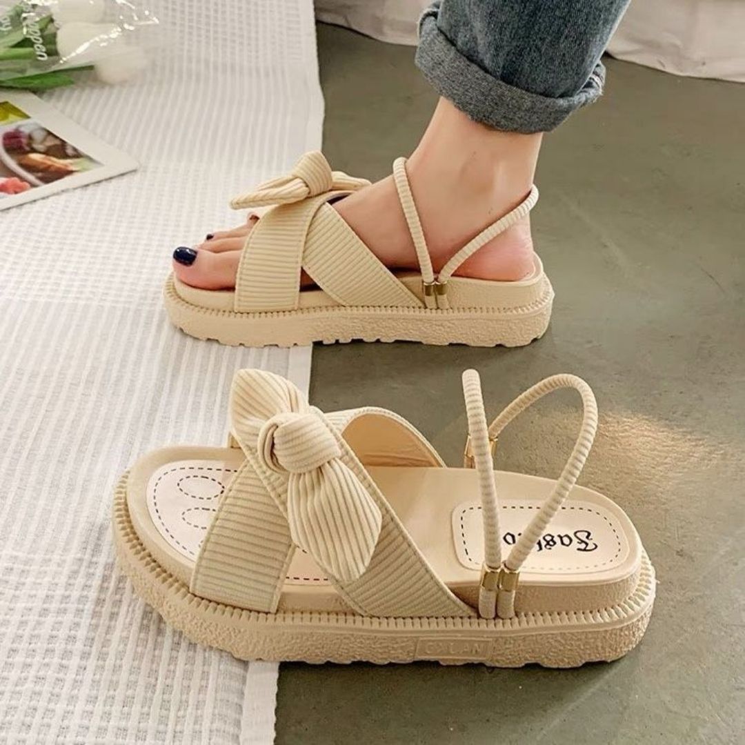 Dame Stilfulde Rem Flade Sandaler Med Sløjfe