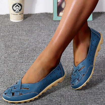 Kvinders Premium Perforerede Læder Loafers – Alsidige, Fleksible