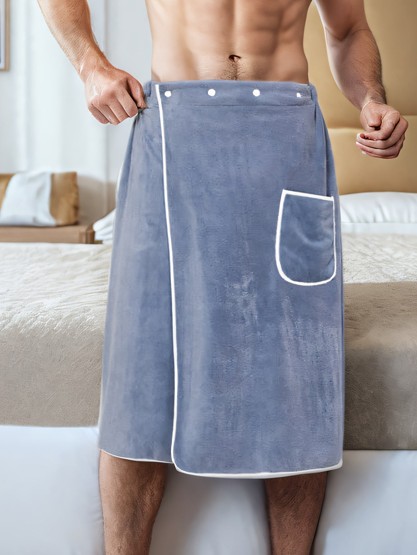 Håndklæde Badekåbe til Mænd – Superabsorberende og Komfortabel Spa Wrap