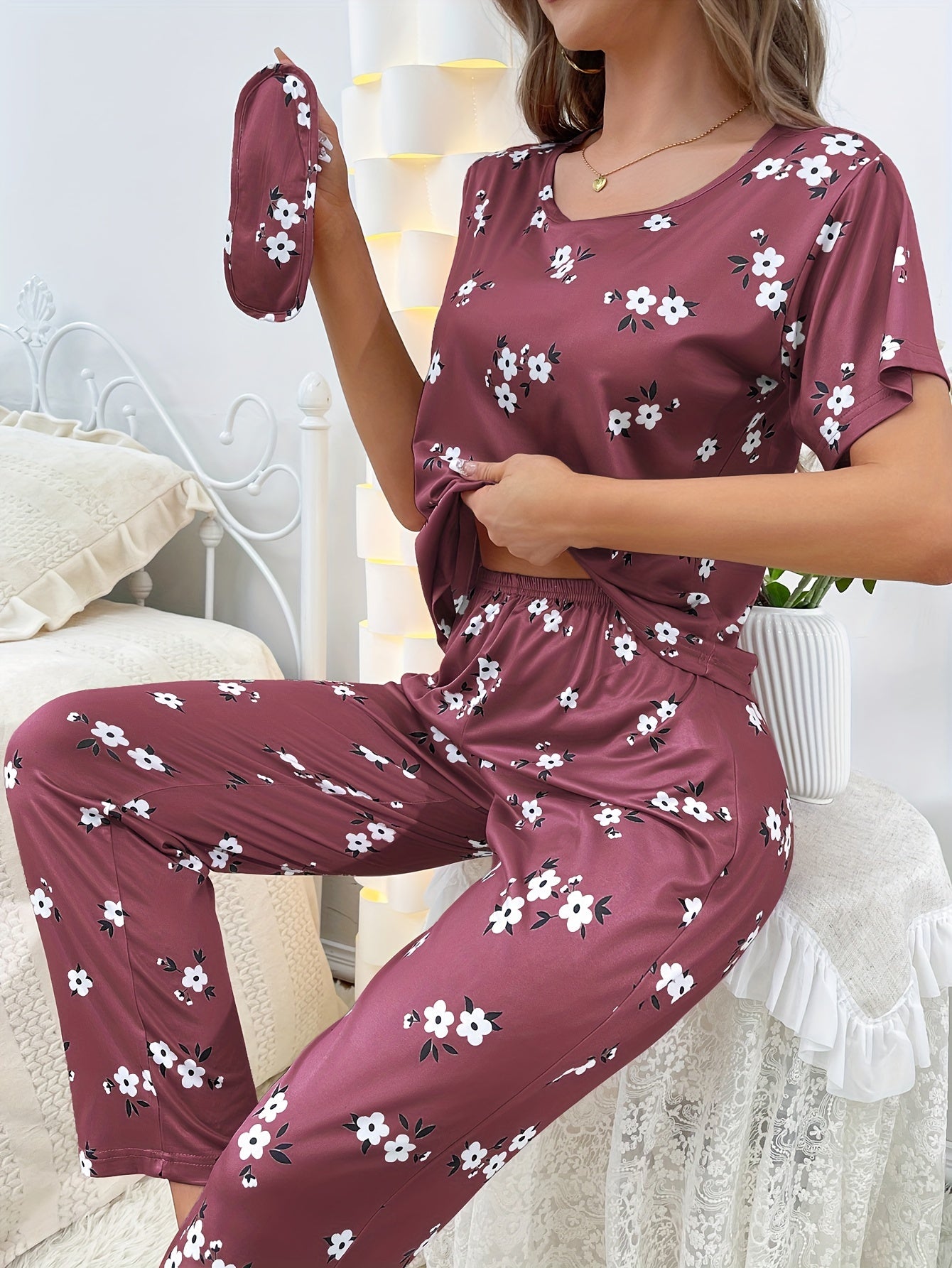 Casual Langærmet Pyjamasæt – Trendy & Behagelig med Print