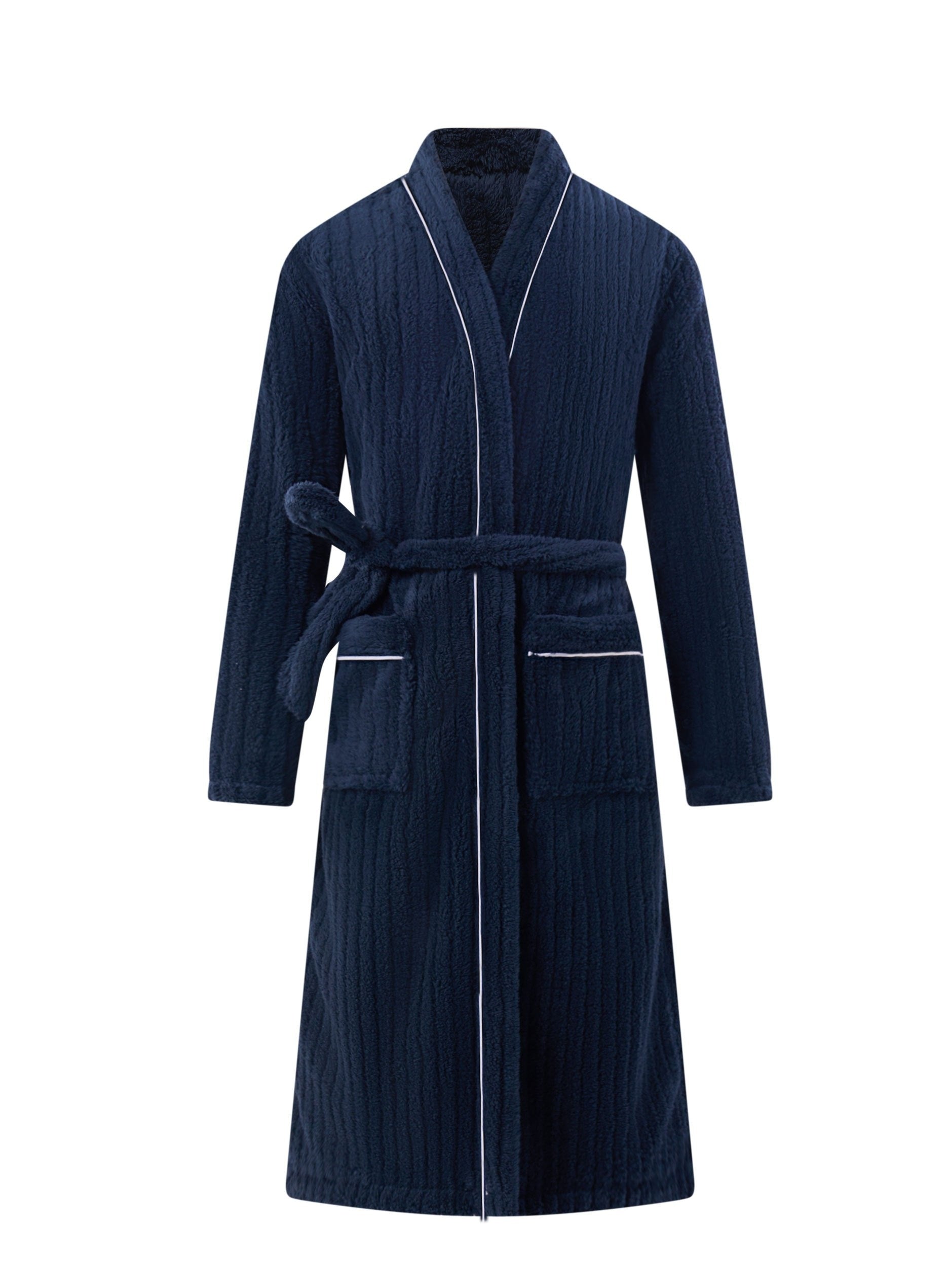 Herre Badekåbe i Navy Velour – Klassisk Komfort