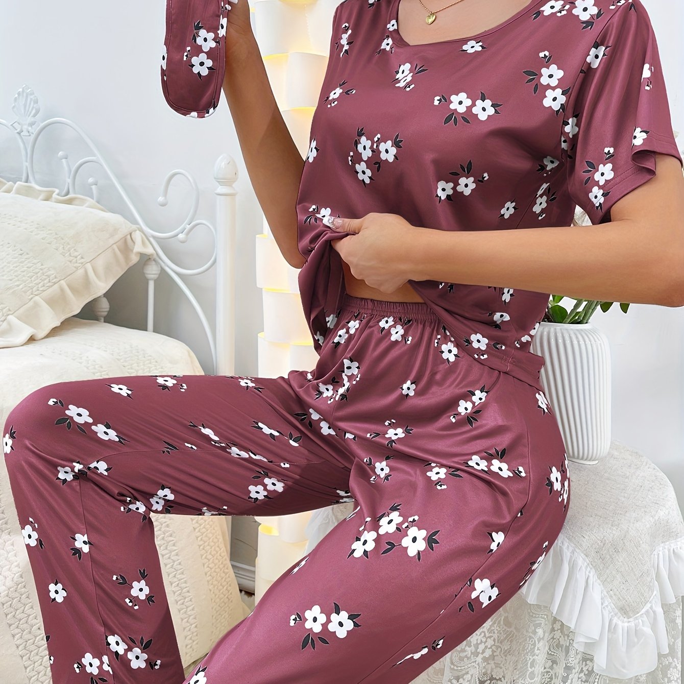 Casual Langærmet Pyjamasæt – Trendy & Behagelig med Print