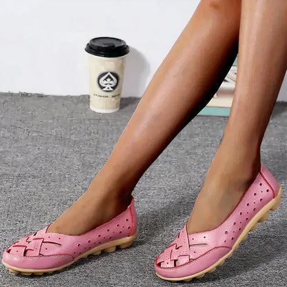 Kvinders Premium Perforerede Læder Loafers – Alsidige, Fleksible