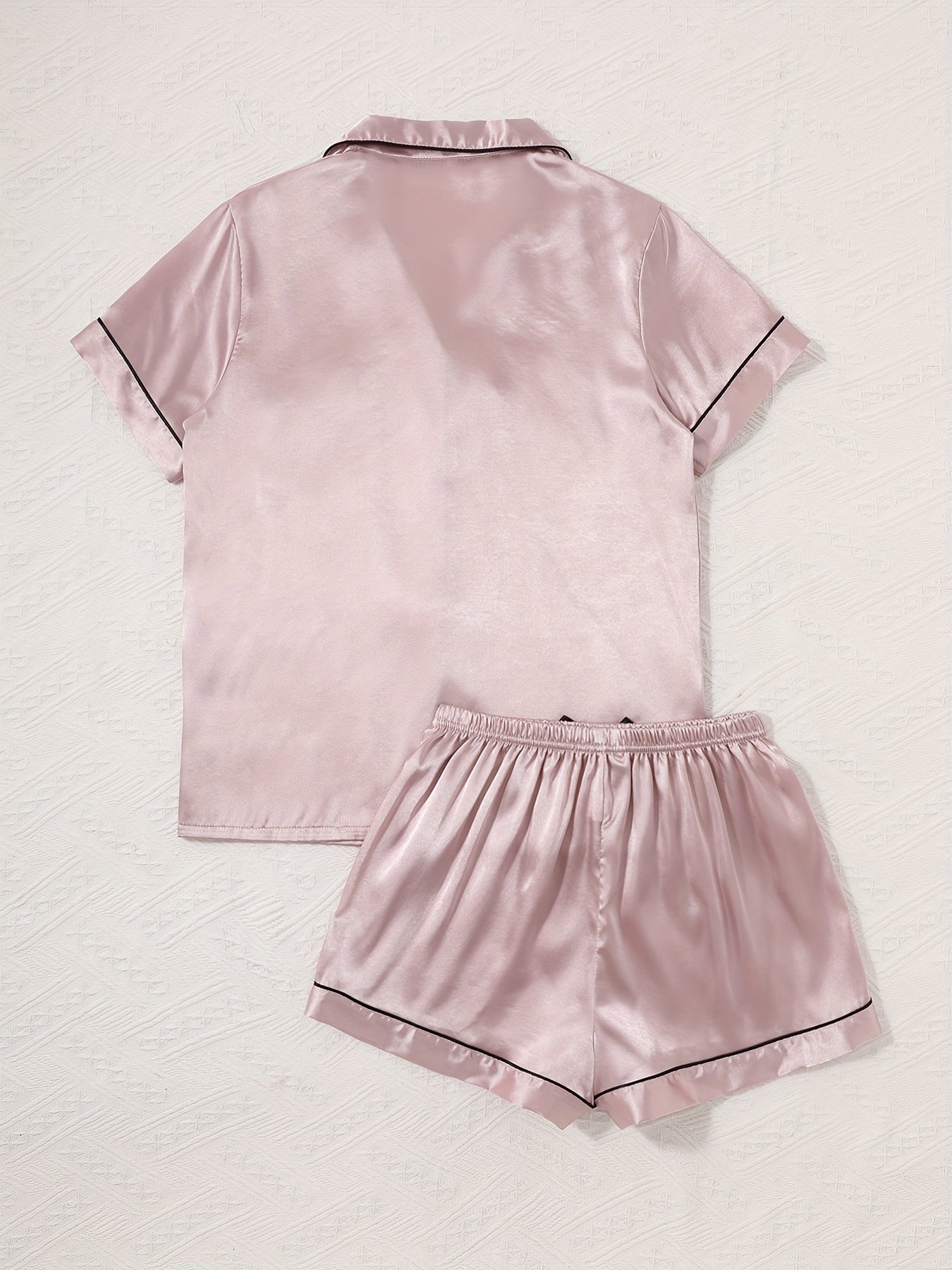 Satin Pyjamasæt Kort Ærme Dame – Let & Silkefølelse