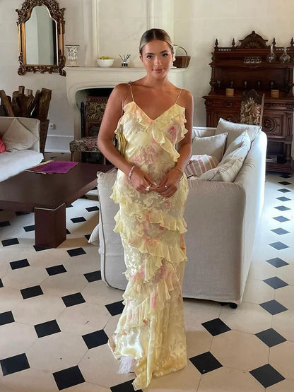 Kvinders Flounce Ruffle Ærmeløs Kjole – Stilfuld, Flatterende, Elegant