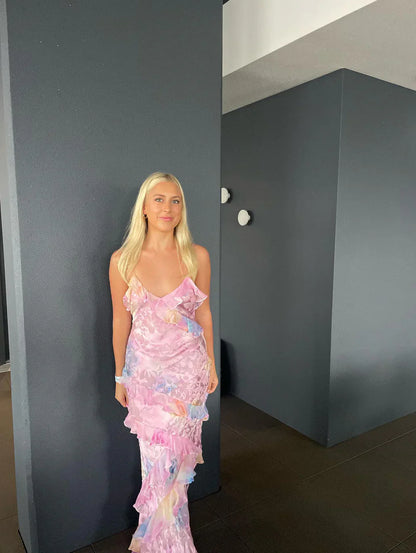 Kvinders Flounce Ruffle Ærmeløs Kjole – Stilfuld, Flatterende, Elegant