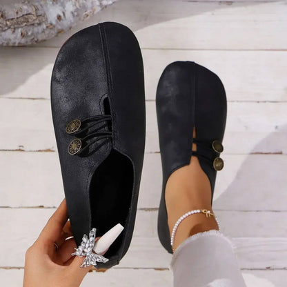Dame Slip-On Flats I Sort Ruskind Med Støttende Lædersål