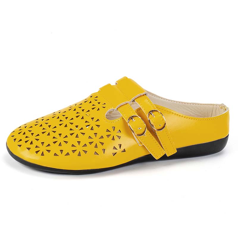 Dame Læder Sandaler Med Lukket Tå Og Udskæringsdesign