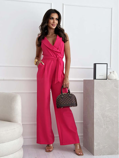 Elegant ærmeløs V-hals jumpsuit – Chic, Komfortabel, Alsidig