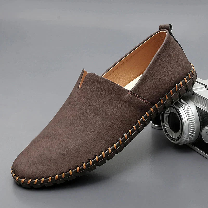 Herre minimalistiske slip-on læderloafers - Barfodskomfortsko