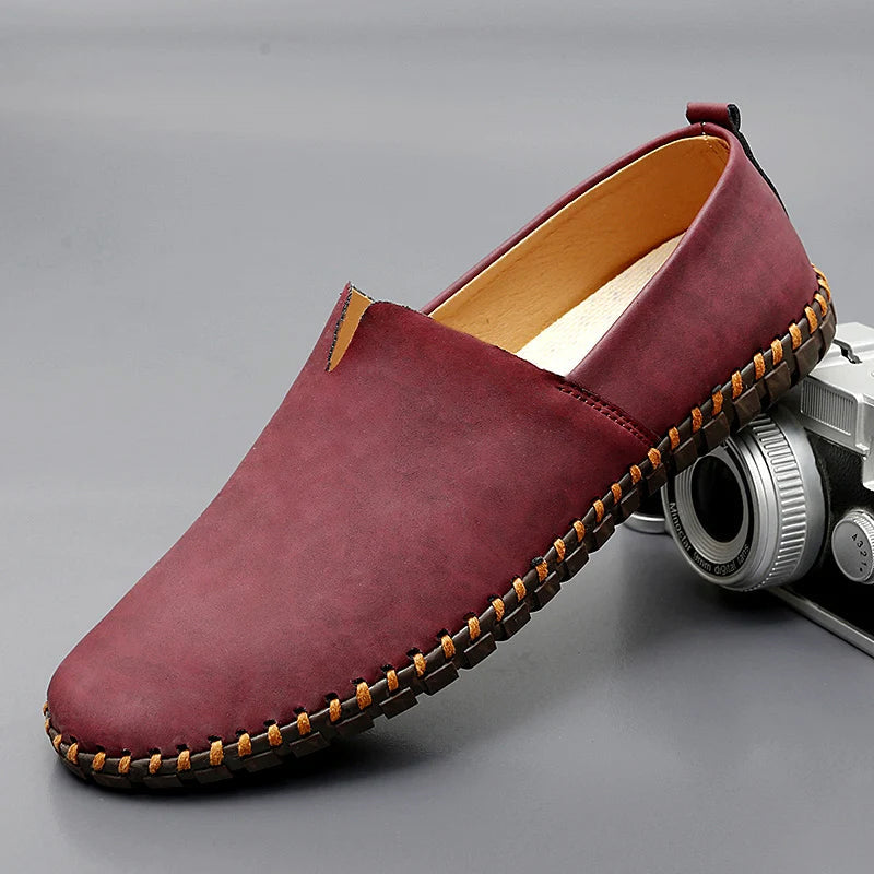 Herre minimalistiske slip-on læderloafers - Barfodskomfortsko
