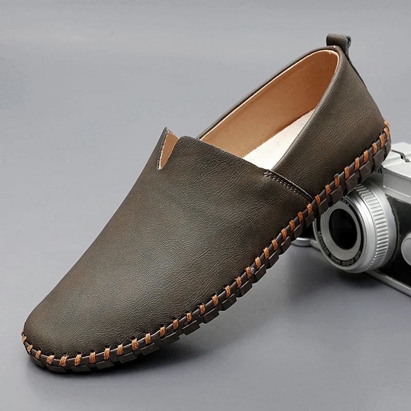 Herre minimalistiske slip-on læderloafers - Barfodskomfortsko