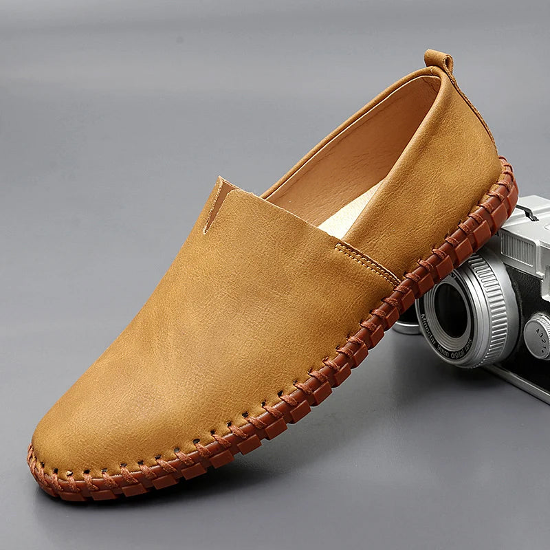Herre minimalistiske slip-on læderloafers - Barfodskomfortsko