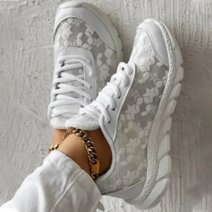 Dame Letvægt Snørede Blomstrede Sneakers