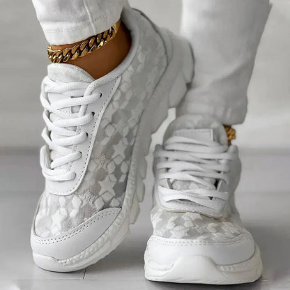 Dame Letvægt Snørede Blomstrede Sneakers