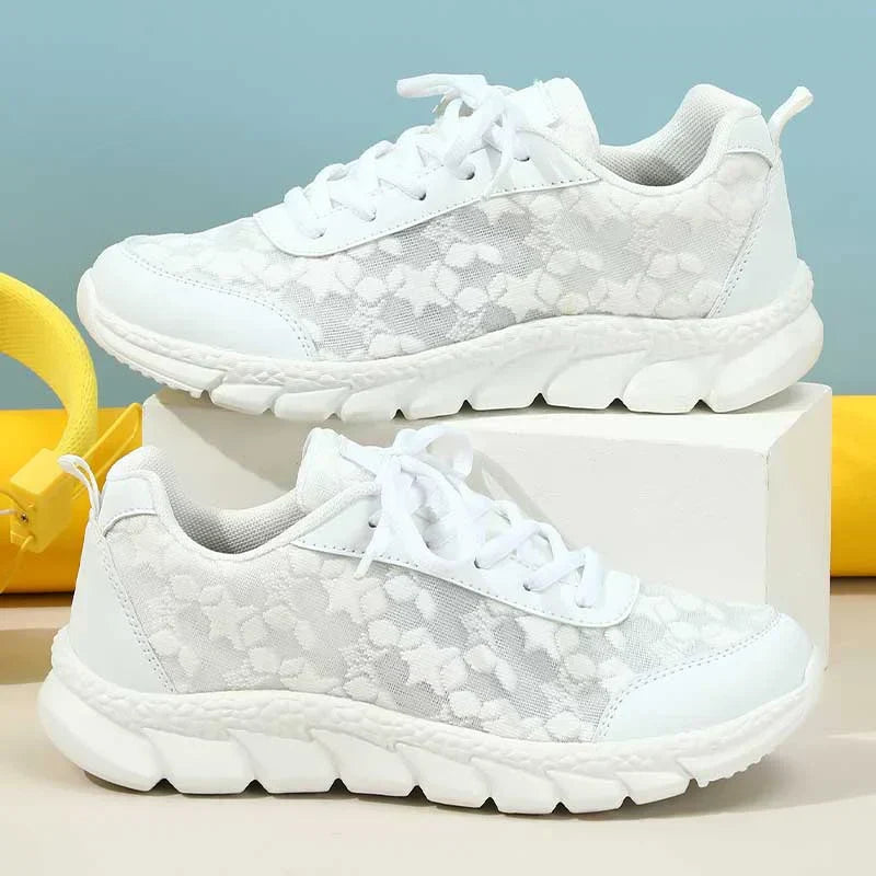 Dame Letvægt Snørede Blomstrede Sneakers