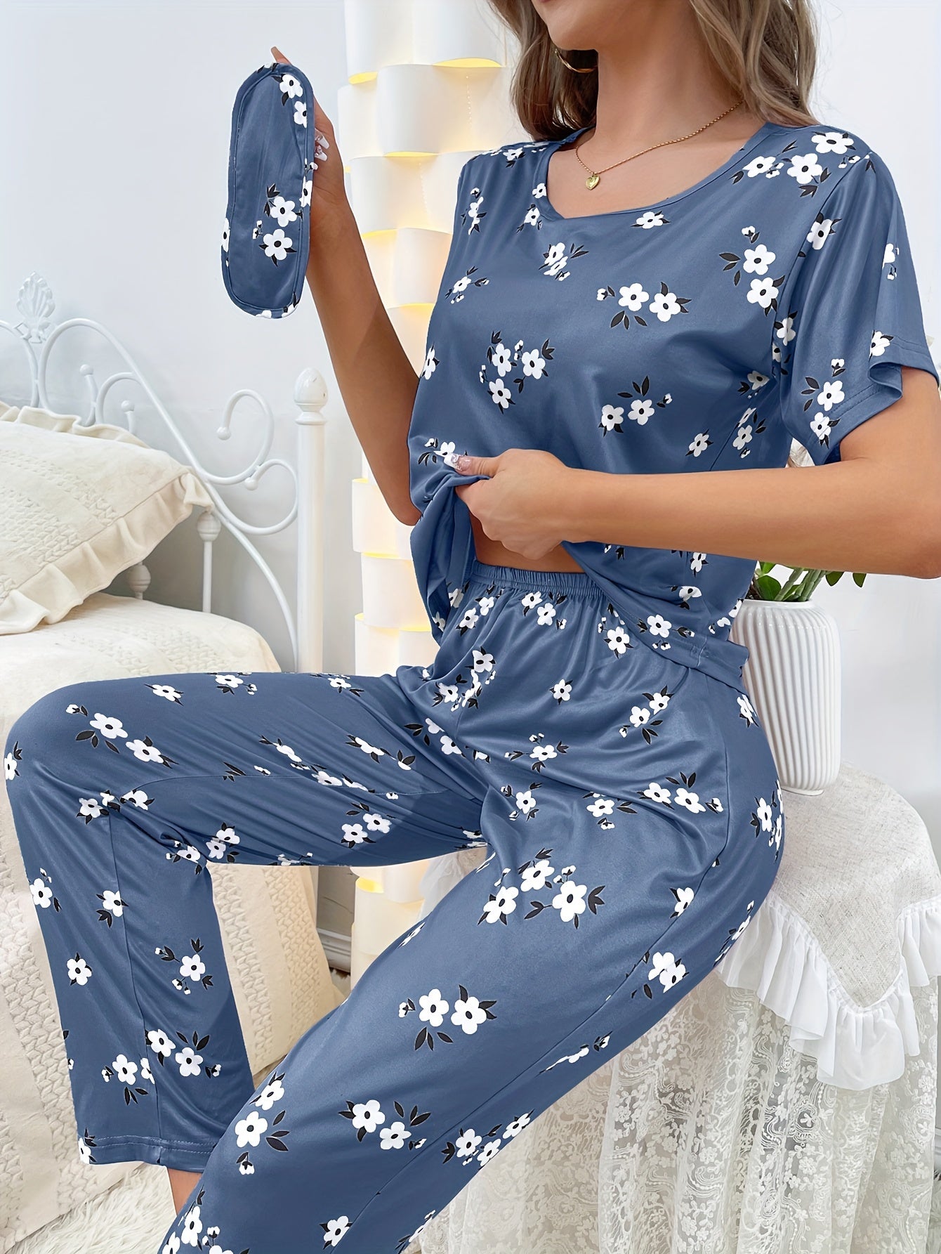 Casual Langærmet Pyjamasæt – Trendy & Behagelig med Print