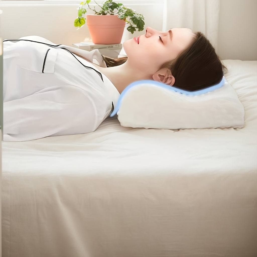 Wave Line Memory Foam-pude - Langsomt reboundende ergonomisk konturdesign, hypoallergenisk hvid pude til nakke- og rygstøtte
