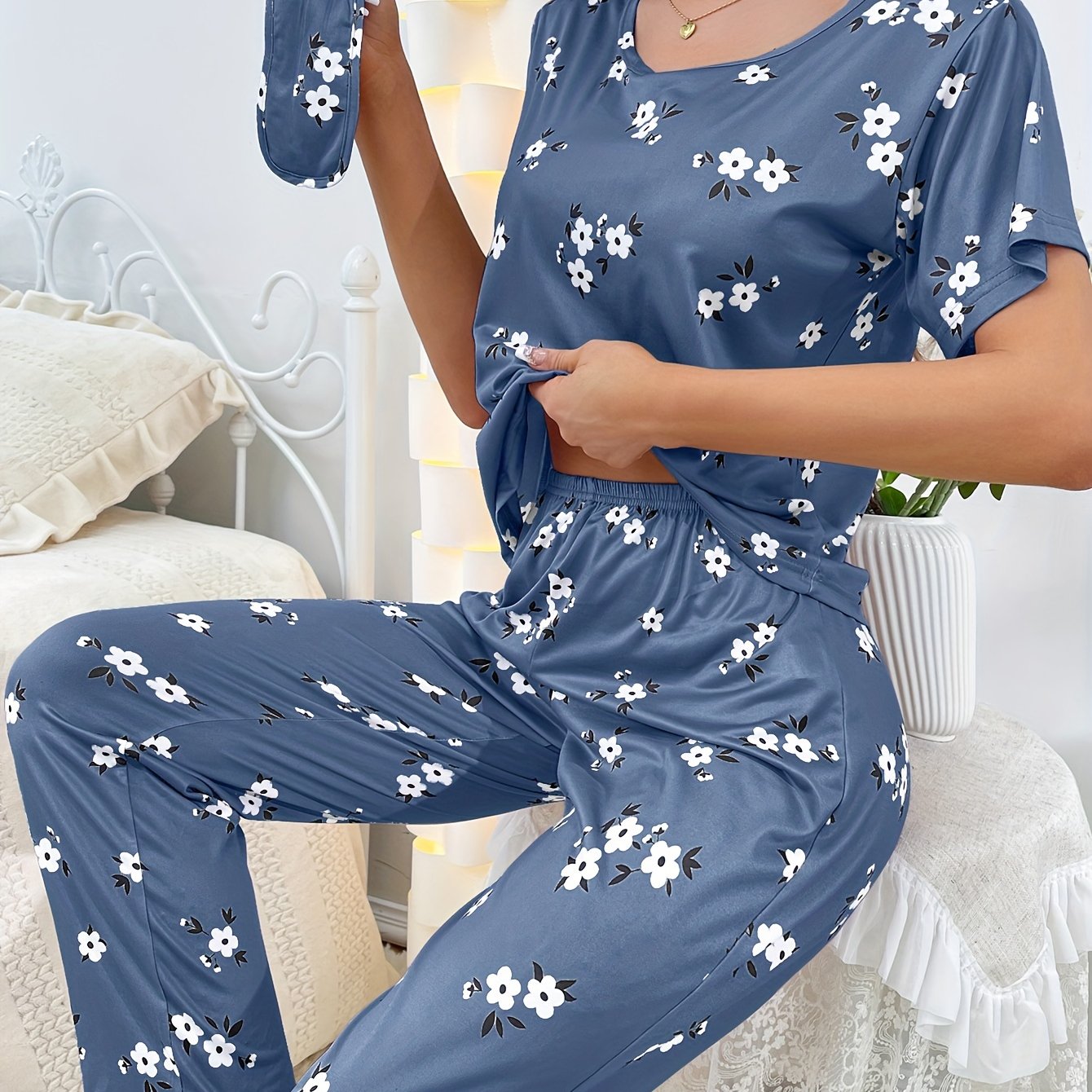 Casual Langærmet Pyjamasæt – Trendy & Behagelig med Print
