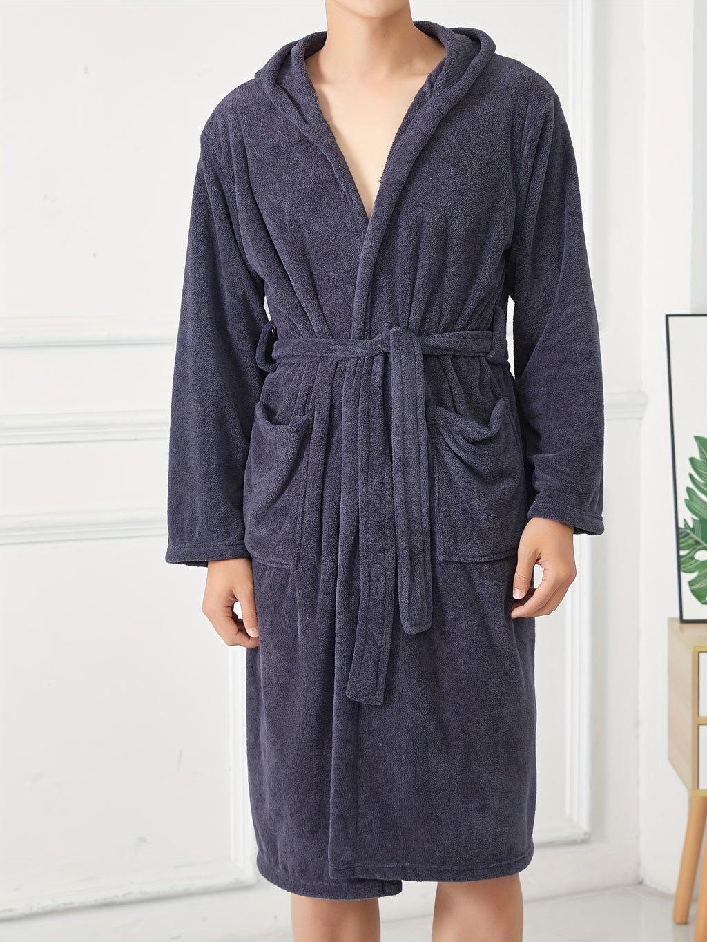 Badekåbe Herre i Blød Fleece – Komfortabel og Varm Morgenkåbe med Lommer