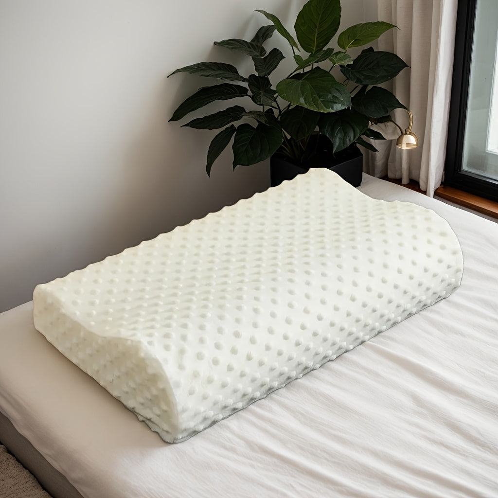 Wave Line Memory Foam-pude - Langsomt reboundende ergonomisk konturdesign, hypoallergenisk hvid pude til nakke- og rygstøtte