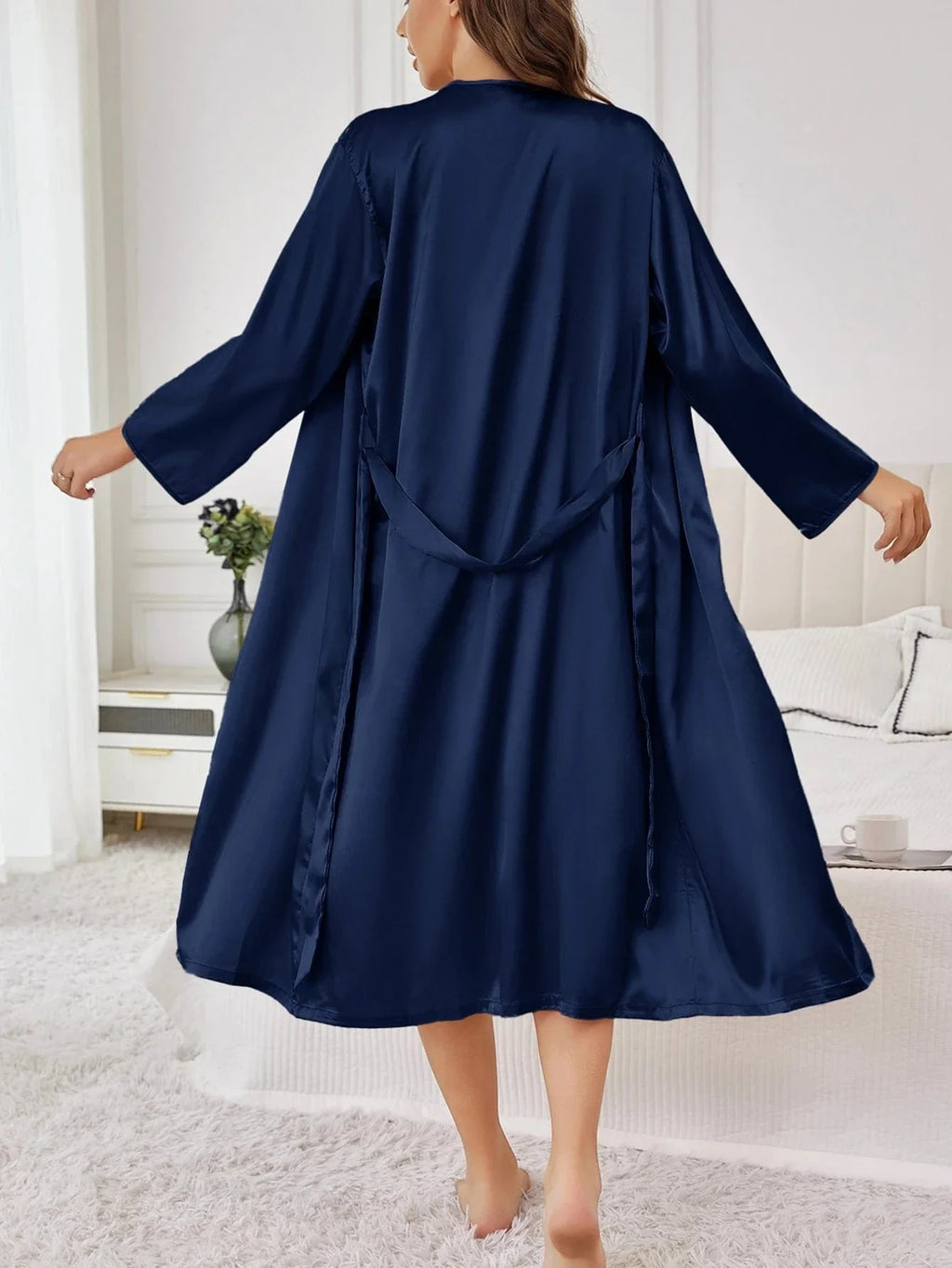 Luksus Kimono Badekåbe i Satin – Stilfuldt Lounge Wear til Kvinder